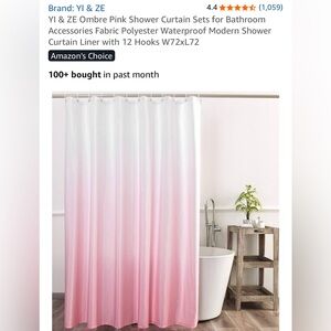 Ombré Pink Shower Curtain & Hooks 72x72